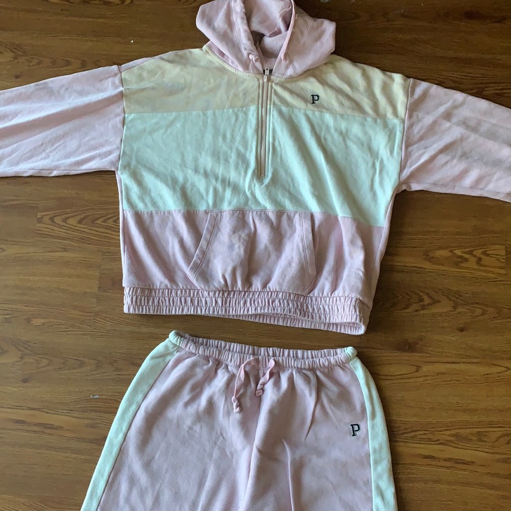 Victoria’s Secret Pink, White & Tan Sweatsuit